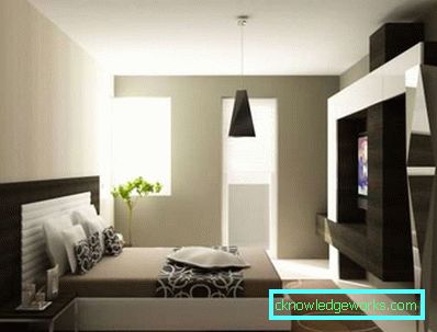 Dizajn spavaće sobe 16 m2 u modernom stilu - interijer fotografija